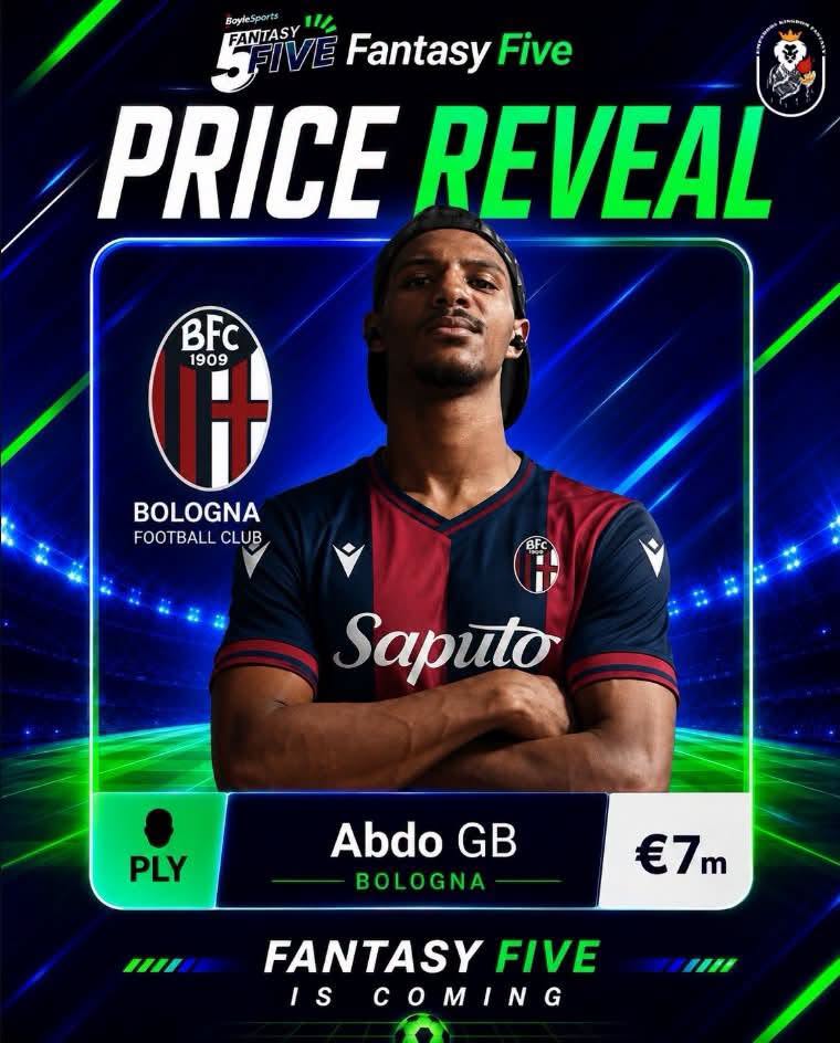 Abdo GB — Bologna — Fantasy Five price reveal card