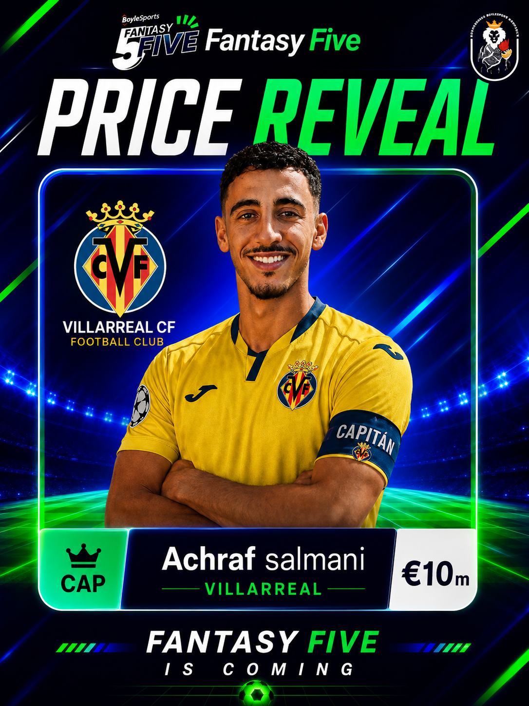Achraf Salmani — Villarreal — Fantasy Five price reveal card