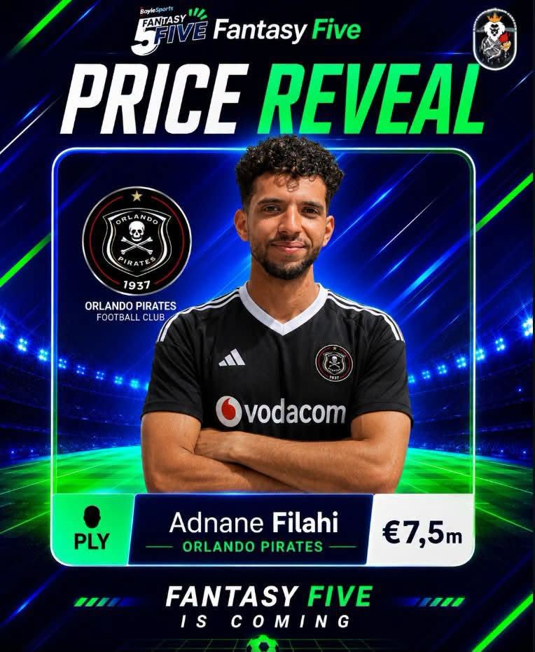 Adnane Filahi — Orlando Pirates — Fantasy Five price reveal card