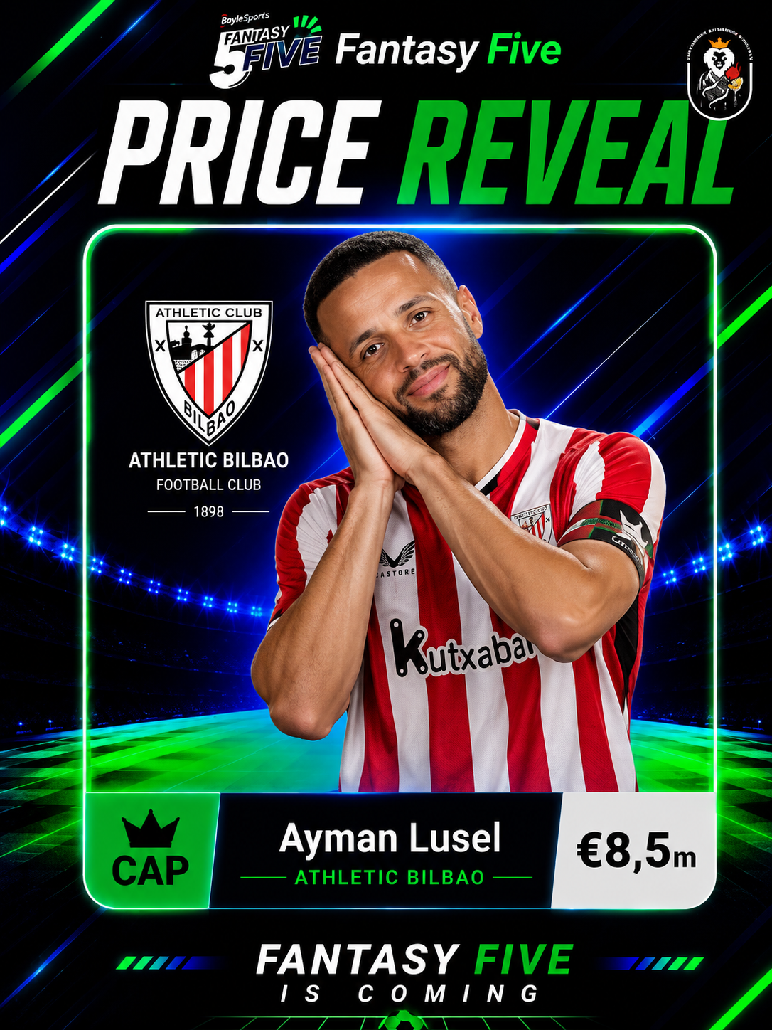 Ayman Lusel — Athletic Bilbao — Fantasy Five price reveal card