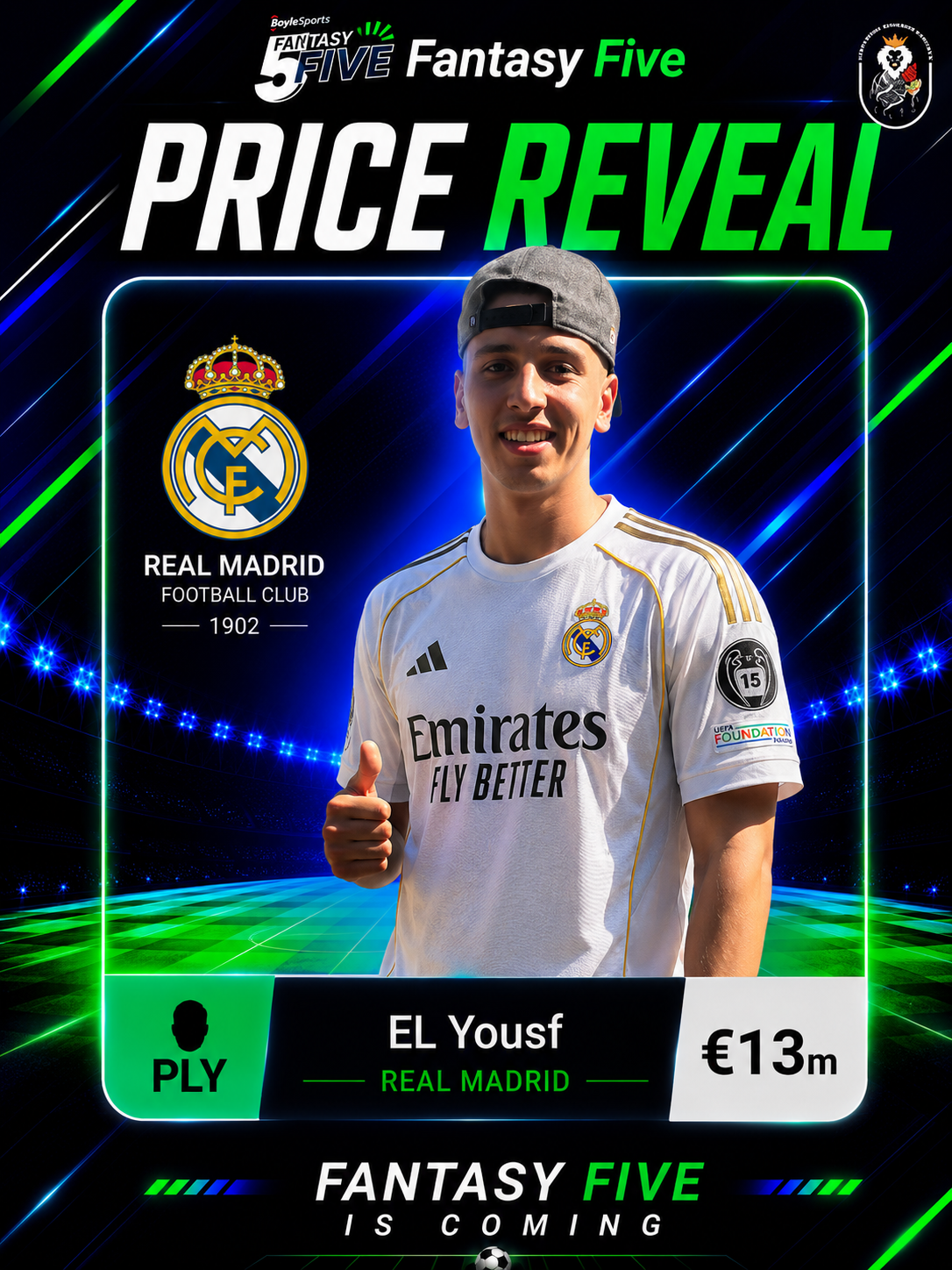 EL Yousf — Real Madrid — Fantasy Five price reveal card