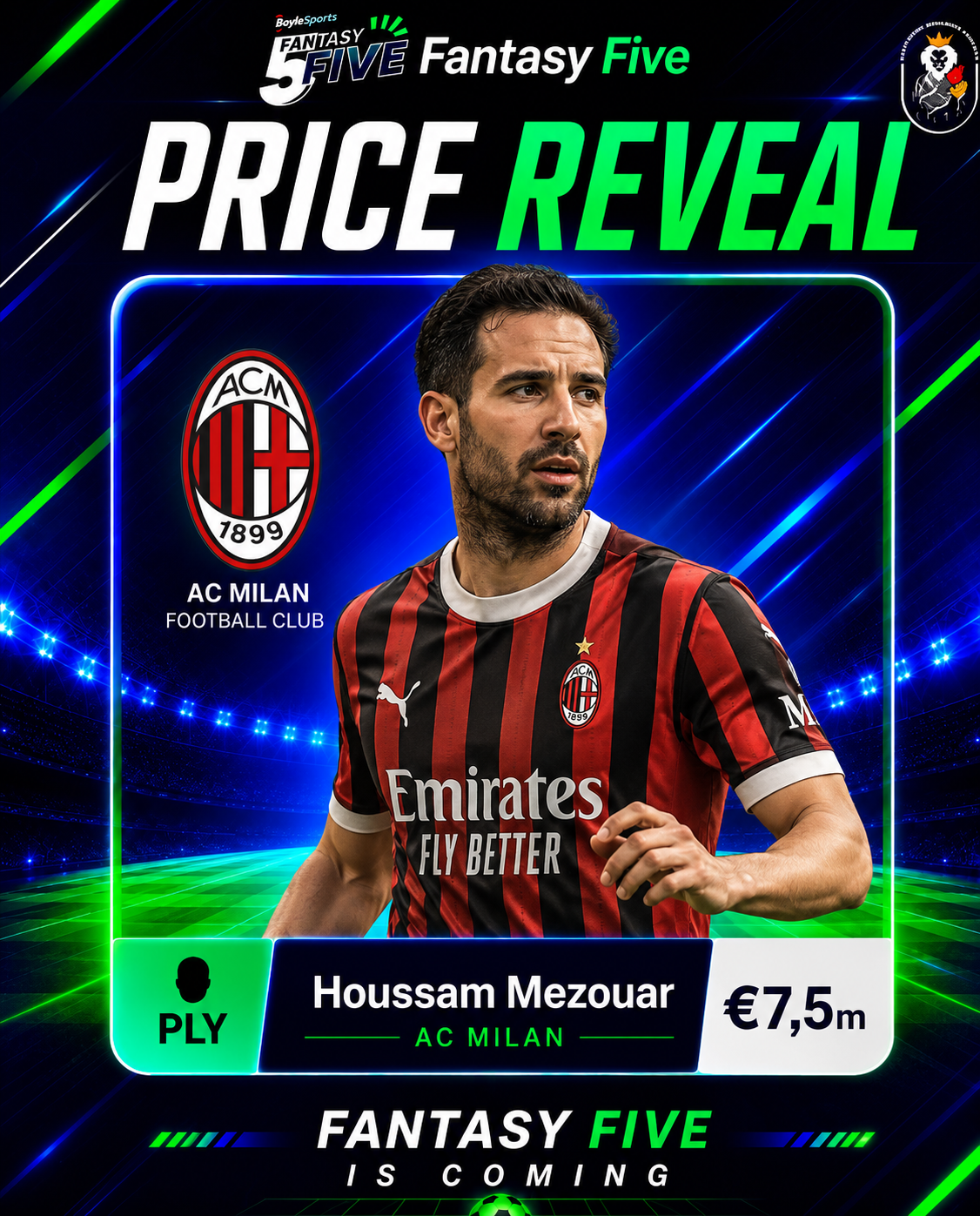 Houssam Mezouar — AC Milan — Fantasy Five price reveal card