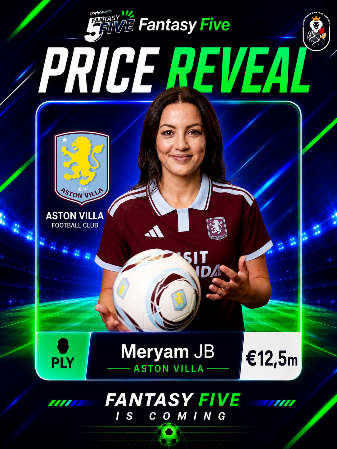 Meryam JB — Aston Villa — Fantasy Five price reveal card