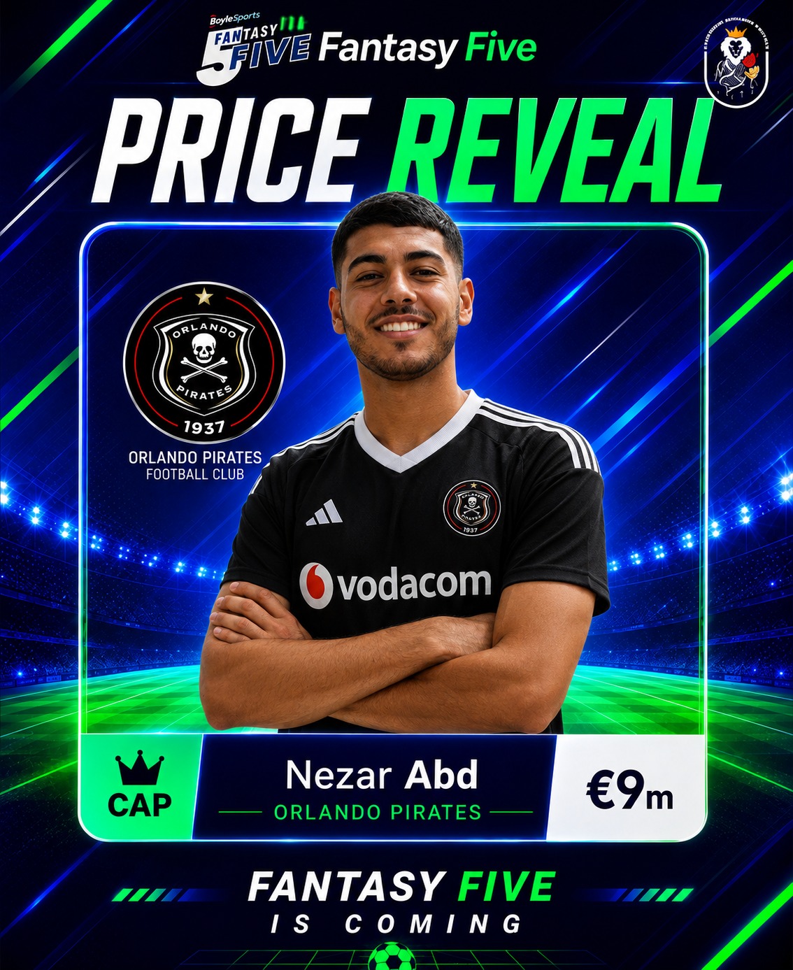 Nezar Abd — Orlando Pirates — Fantasy Five price reveal card