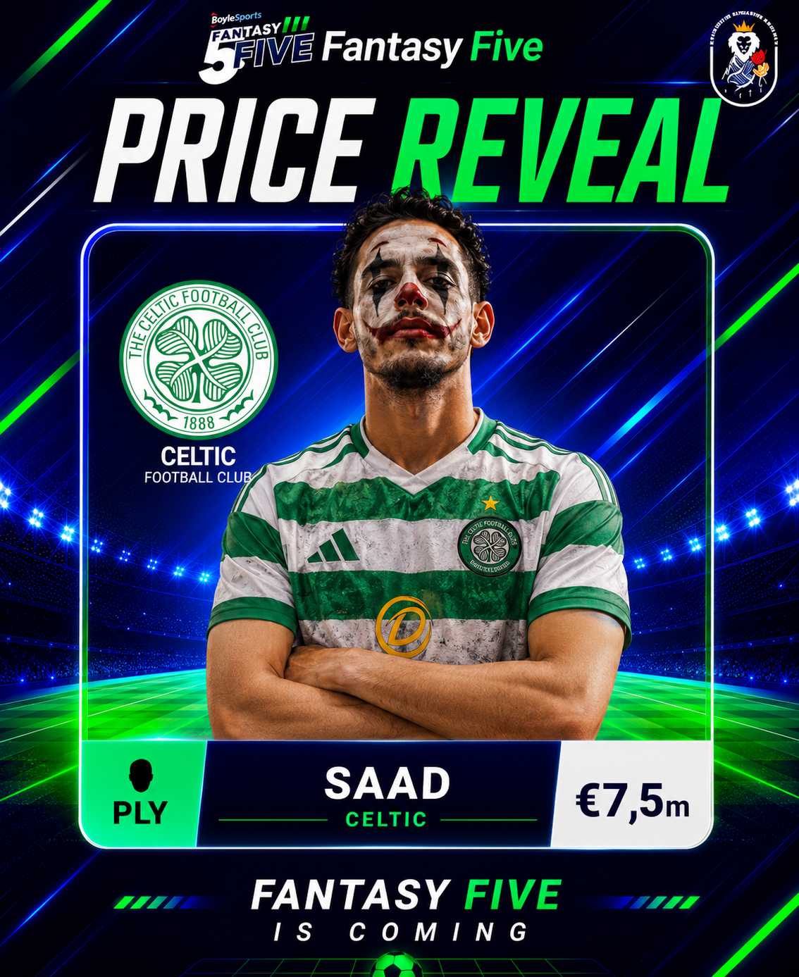 Saad — Celtic — Fantasy Five price reveal card