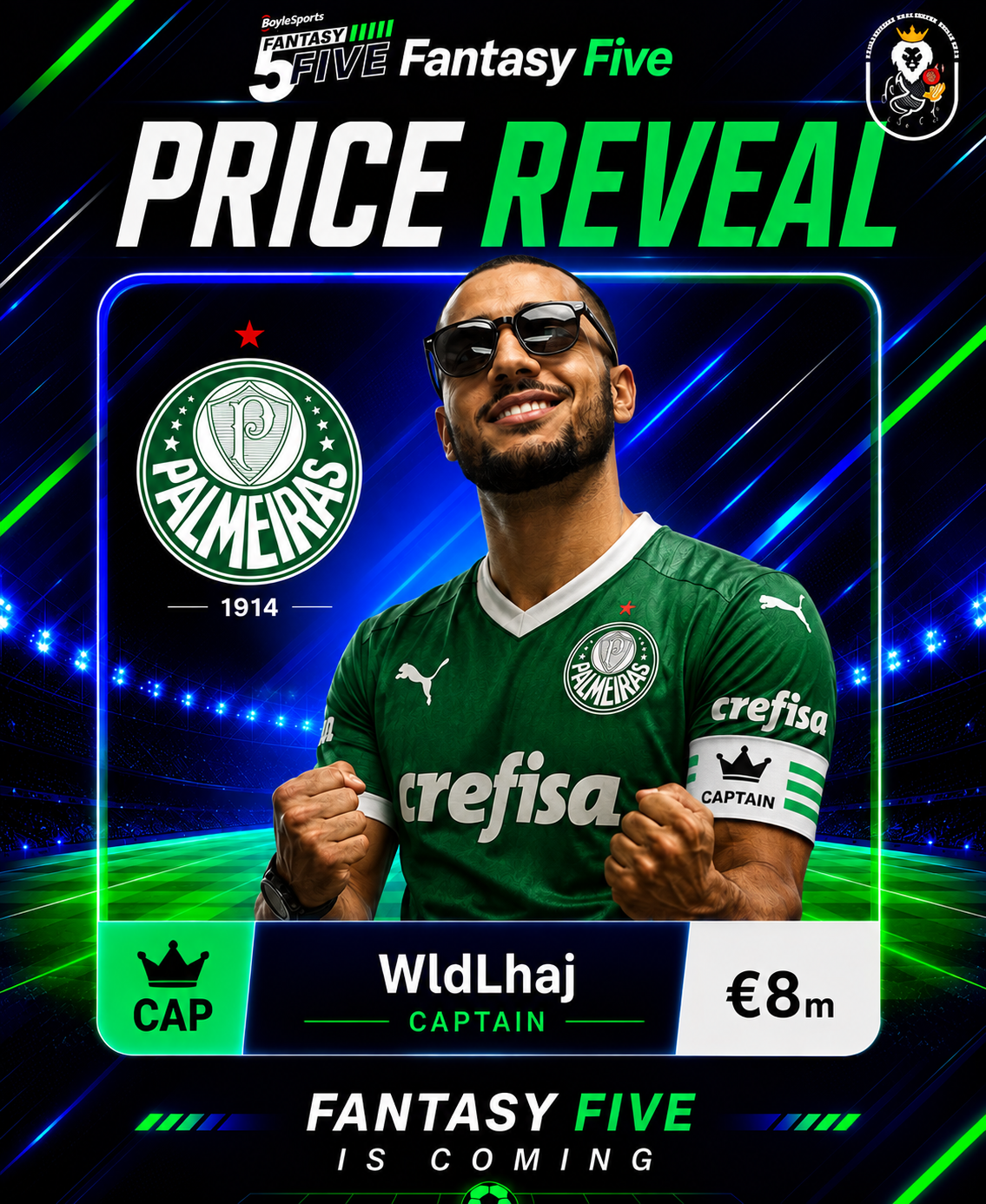 WldLhaj — Palmeiras — Fantasy Five price reveal card