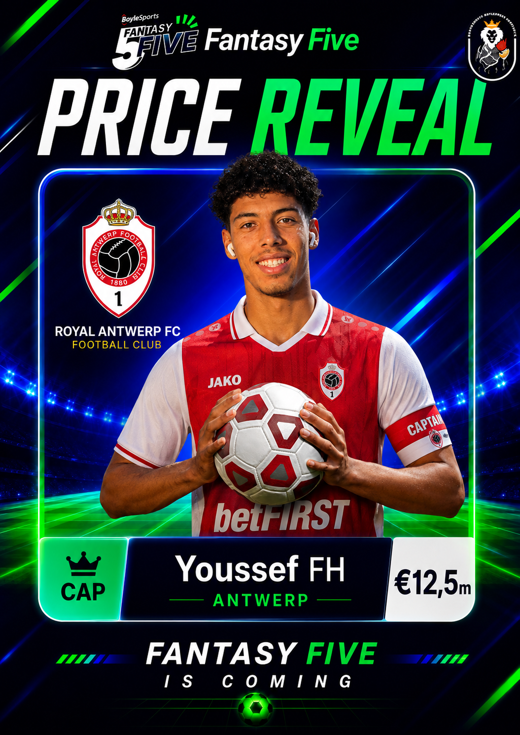 Youssef FH — Antwerp — Fantasy Five price reveal card